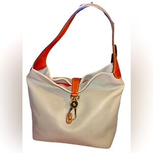 Dooney & Bourke Pebbled leather Large slouchy Hobo bag Belvedere Taupe Grey